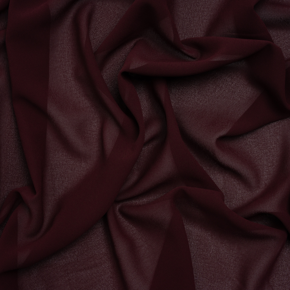 Polyester Chiffon – Burgundy – Designer Deadstock Polyester Chiffon – Burgundy – Designer Deadstock