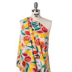 Stretch Cotton Poplin Print – Red Orange, Yellow and Emerald Green Citrus Fruits – Designer Deadstock Stretch Cotton Poplin Print – Red Orange, Yellow and Emerald Green Citrus Fruits – Designer Deadstock