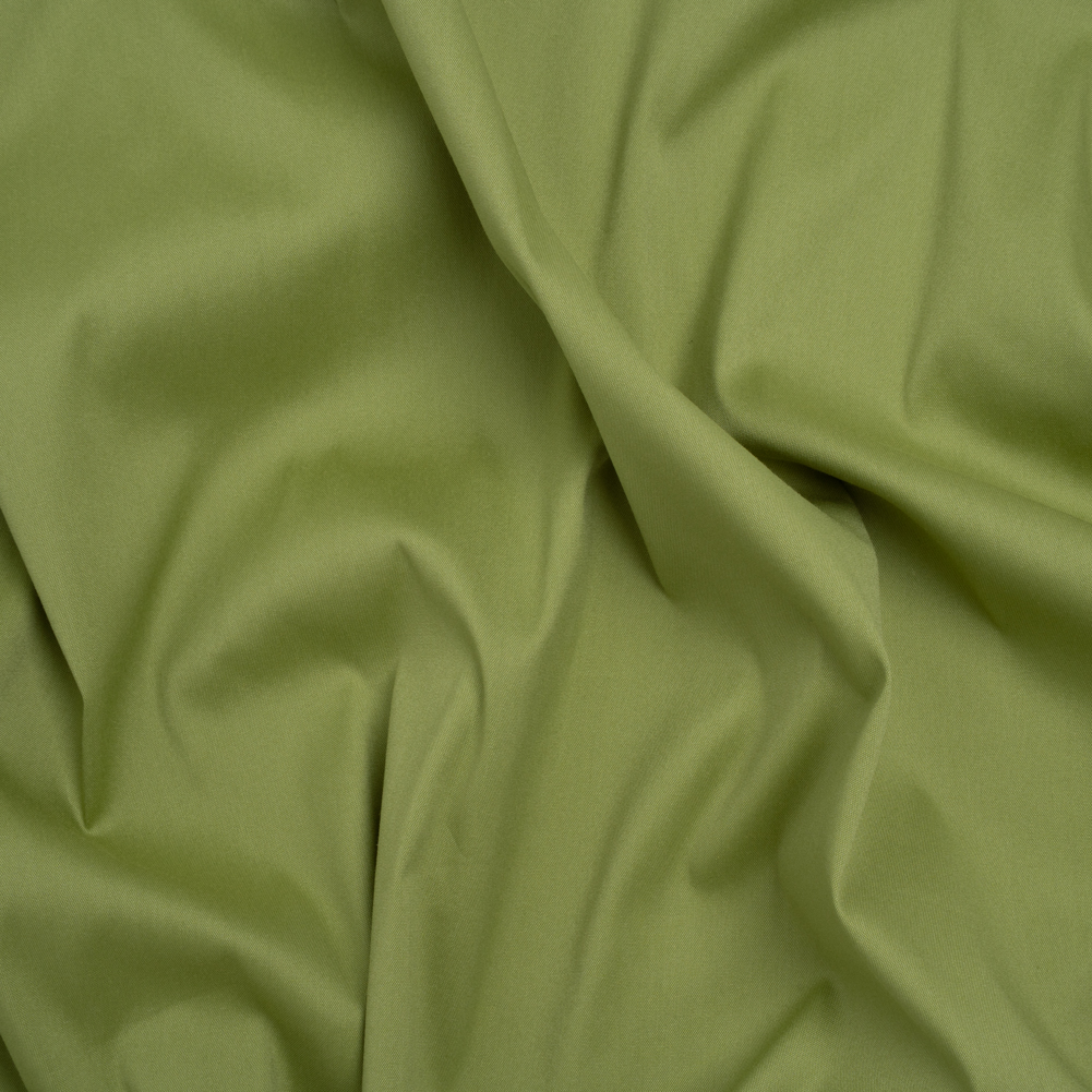 Stretch Cotton and Nylon Poplin – Moss Green – Designer Deadstock Stretch Cotton and Nylon Poplin – Moss Green – Designer Deadstock