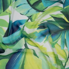 Polyester Chiffon Print – Green, Teal and Chartreuse Tropical Leaves – Designer Deadstock Polyester Chiffon Print – Green, Teal and Chartreuse Tropical Leaves – Designer Deadstock