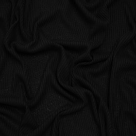 Stretch Polyester and Rayon 2×2 Rib Knit – Charcoal Black – Designer Deadstock Stretch Polyester and Rayon 2×2 Rib Knit – Charcoal Black – Designer Deadstock