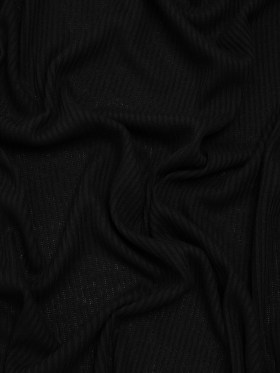 Stretch Polyester and Rayon 2×2 Rib Knit – Charcoal Black – Designer Deadstock Stretch Polyester and Rayon 2×2 Rib Knit – Charcoal Black – Designer Deadstock