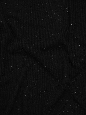 Stretch Crepe Knit with Silver Glitter – Black Geometric Lines – Designer Deadstock Stretch Crepe Knit with Silver Glitter – Black Geometric Lines – Designer Deadstock