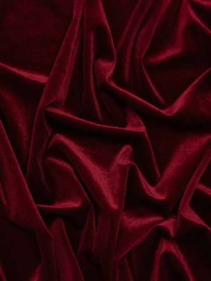 Stretch Polyester Velour – Wine Red – Designer Deadstock Stretch Polyester Velour – Wine Red – Designer Deadstock