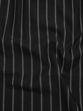 Cotton and Polyester Twill – Black and White Chalk Stripes – Deadstock Cotton and Polyester Twill – Black and White Chalk Stripes – Deadstock