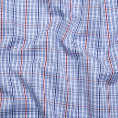 Cotton Twill Shirting – Light Blue, Navy and Red Plaid – Deadstock Cotton Twill Shirting – Light Blue, Navy and Red Plaid – Deadstock
