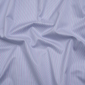 Cotton Twill Shirting – Lilac Purple, Grayish Blue and White Stripes – Deadstock Cotton Twill Shirting – Lilac Purple, Grayish Blue and White Stripes – Deadstock