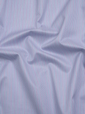 Cotton Twill Shirting – Lilac Purple, Grayish Blue and White Stripes – Deadstock Cotton Twill Shirting – Lilac Purple, Grayish Blue and White Stripes – Deadstock