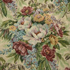Polyester and Cotton Jacquard Made in Italy – Wine Red, Leaf Green, and Yellow Rose Garden – Deadstock Polyester and Cotton Jacquard Made in Italy – Wine Red, Leaf Green, and Yellow Rose Garden – Deadstock