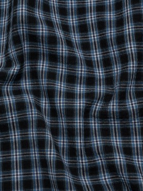 Cotton and Polyester Shirting Made in Italy – Black, Navy and White Plaid – Deadstock Cotton and Polyester Shirting Made in Italy – Black, Navy and White Plaid – Deadstock