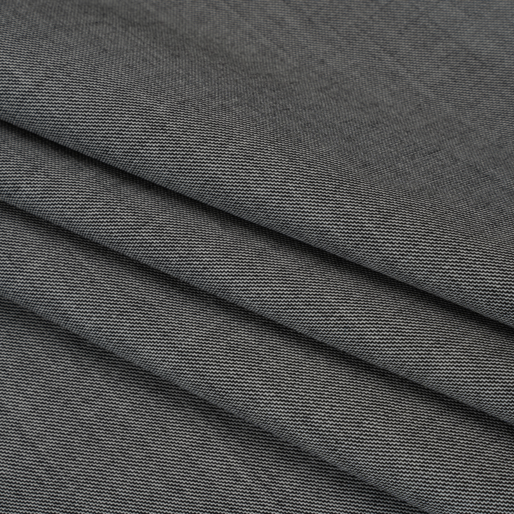 Wool Twill Suiting by Alexander McQueen – Black and White Heathered – Designer Deadstock Wool Twill Suiting by Alexander McQueen – Black and White Heathered – Designer Deadstock