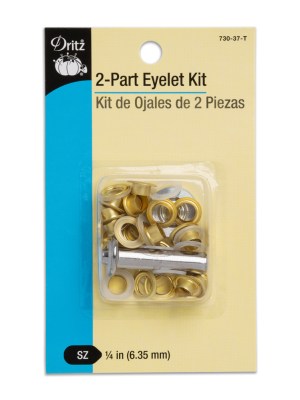 Dritz 2-Part Eyelet Kit – Matte Gold Size 0.25″ Eyelets – 15 pc Dritz 2-Part Eyelet Kit – Matte Gold Size 0.25″ Eyelets – 15 pc
