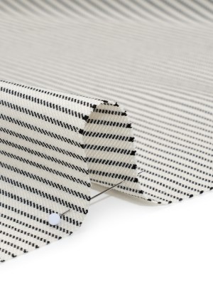 Wool Twill Suiting by Alexander McQueen – Cream and Black Chalk Stripes – Designer Deadstock Wool Twill Suiting by Alexander McQueen – Cream and Black Chalk Stripes – Designer Deadstock