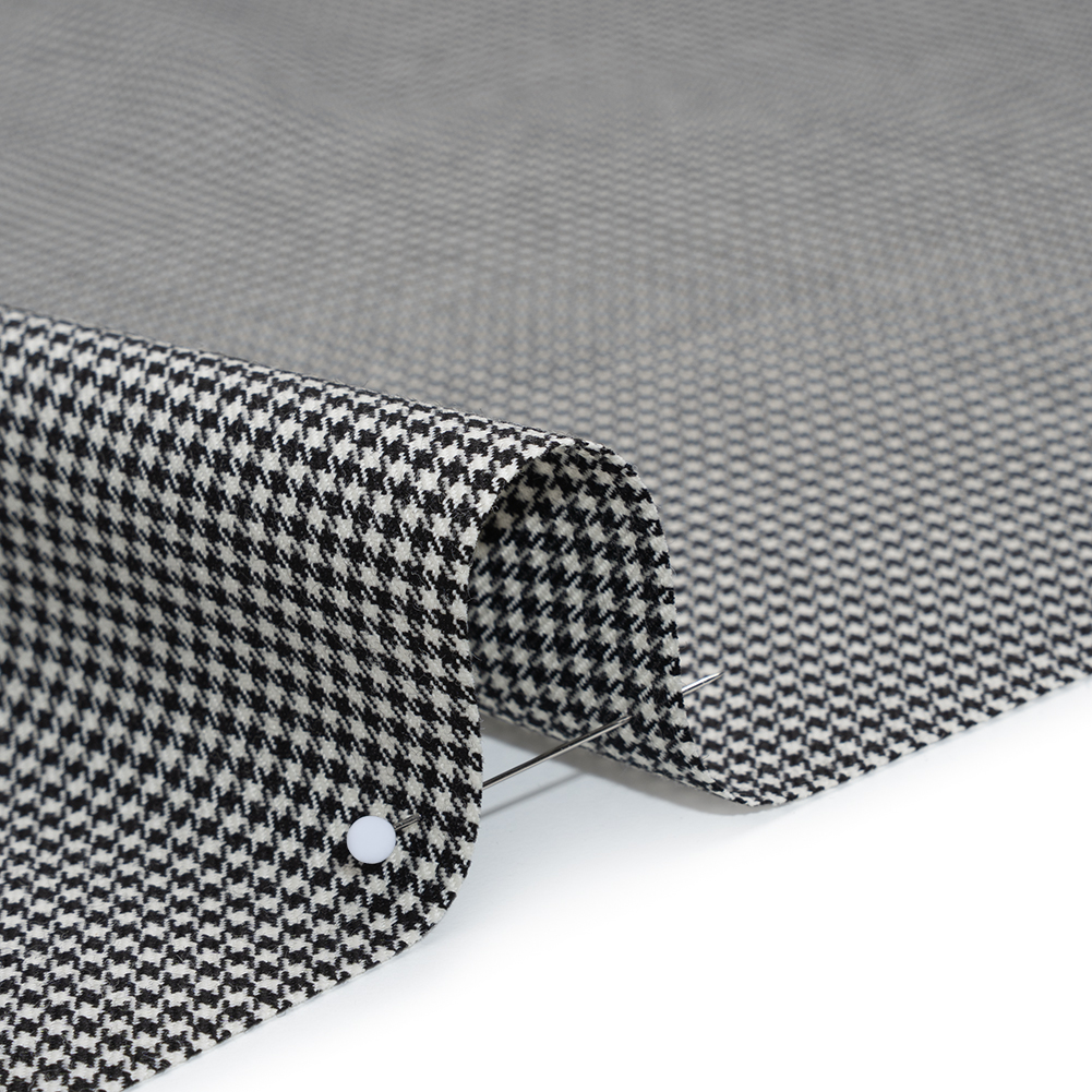 Wool Twill Suiting by Alexander McQueen - Black and White Houndstooth - Designer Deadstock
