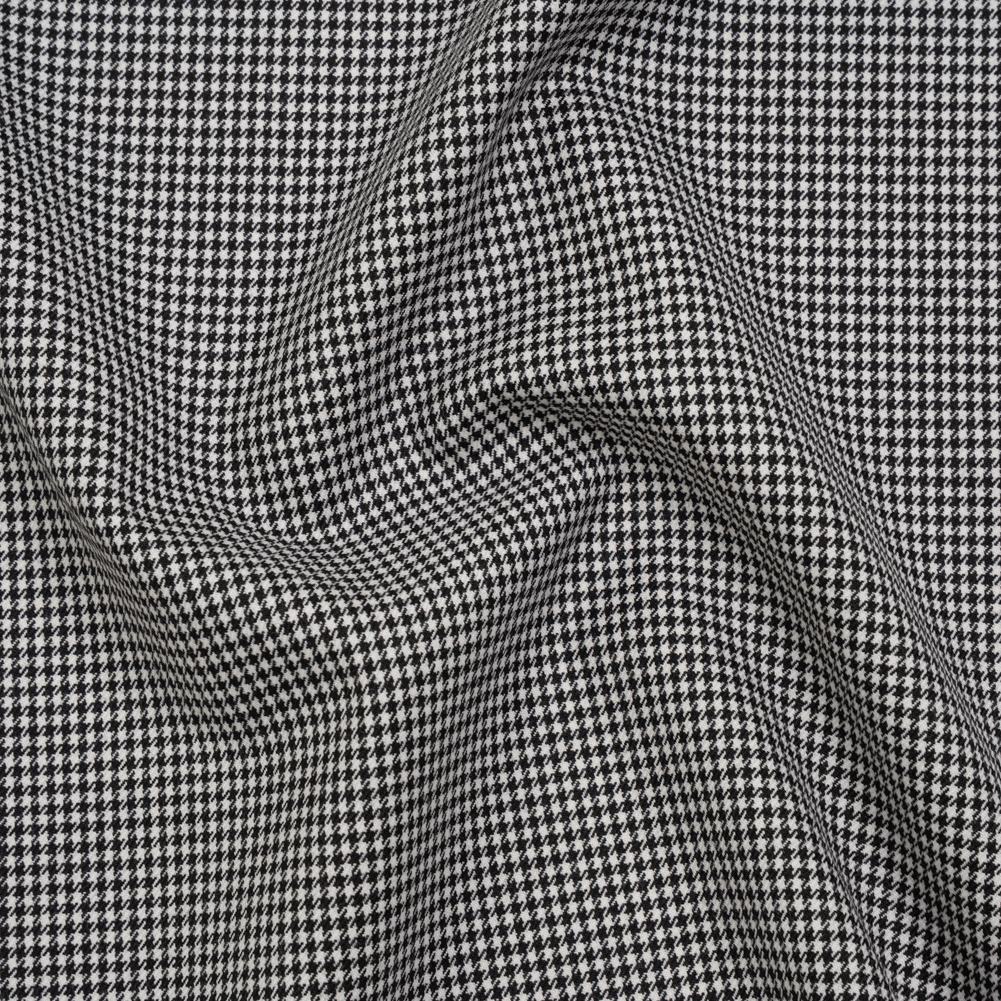 Wool Twill Suiting by Alexander McQueen – Black and White Houndstooth – Designer Deadstock Wool Twill Suiting by Alexander McQueen – Black and White Houndstooth – Designer Deadstock