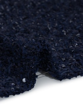 Wool Blend Tweed Boucle by Balenciaga – Navy with Metallic Yarns – Designer Deadstock Wool Blend Tweed Boucle by Balenciaga – Navy with Metallic Yarns – Designer Deadstock