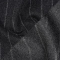 Brushed Wool Double Cloth Coating – Gray and Black Chalk Stripes – Deadstock Brushed Wool Double Cloth Coating – Gray and Black Chalk Stripes – Deadstock