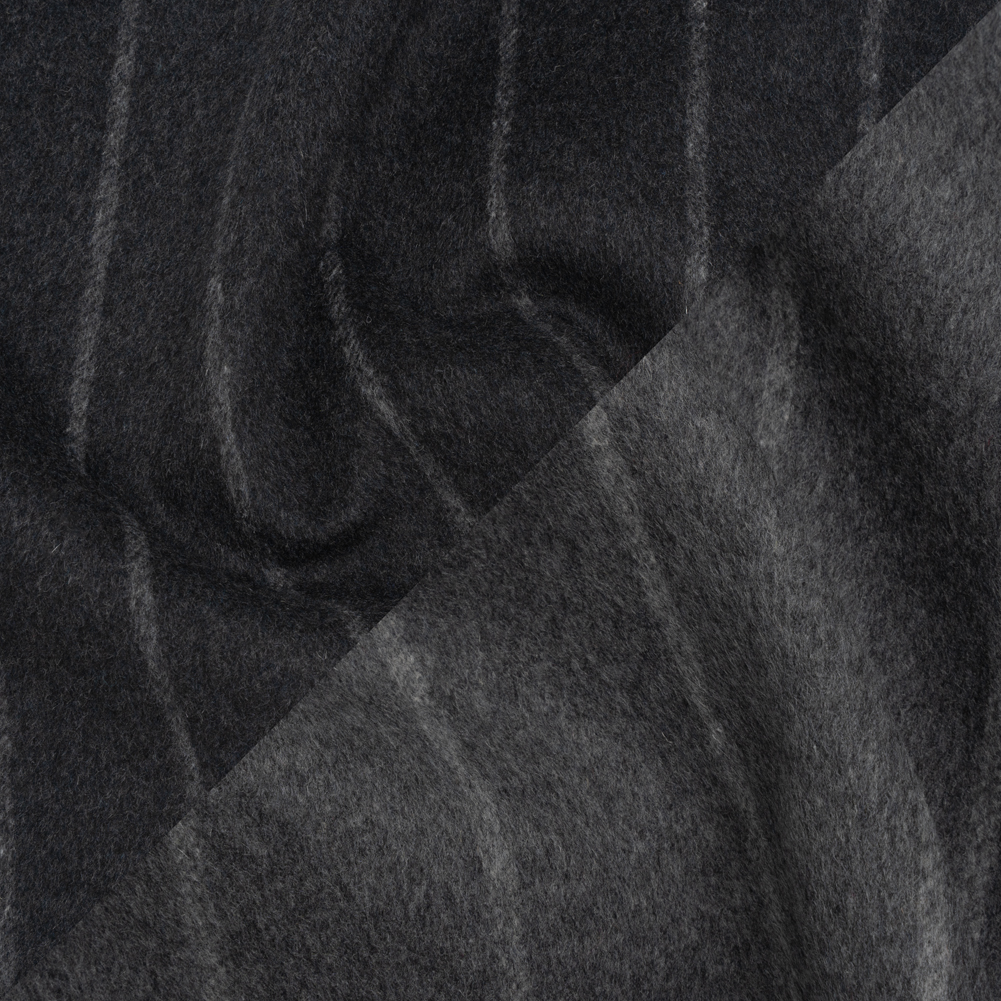 Brushed Wool Double Cloth Coating – Gray and Black Chalk Stripes – Deadstock Brushed Wool Double Cloth Coating – Gray and Black Chalk Stripes – Deadstock