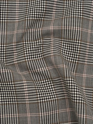 Wool Twill Double Cloth by Alexander McQueen – Black, White and Baby Pink Glen Plaid – Designer Deadstock Wool Twill Double Cloth by Alexander McQueen – Black, White and Baby Pink Glen Plaid – Designer Deadstock