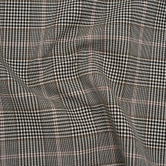 Wool Twill Double Cloth by Alexander McQueen – Black, White and Baby Pink Glen Plaid – Designer Deadstock Wool Twill Double Cloth by Alexander McQueen – Black, White and Baby Pink Glen Plaid – Designer Deadstock