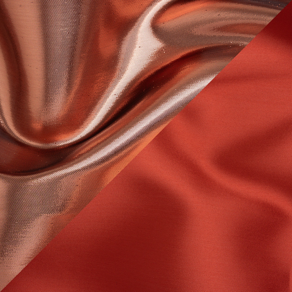 Double Faced Lame Mikado – Scarlet and Copper – Sara Collection Double Faced Lame Mikado – Scarlet and Copper – Sara Collection