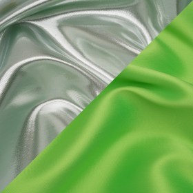 Double Faced Lame Mikado – Neon Green and Silver – Sara Collection Double Faced Lame Mikado – Neon Green and Silver – Sara Collection