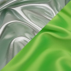 Double Faced Lame Mikado – Neon Green and Silver – Sara Collection Double Faced Lame Mikado – Neon Green and Silver – Sara Collection