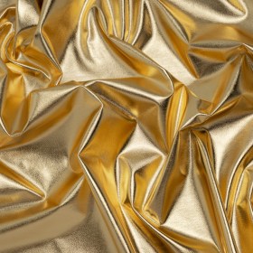 Metallic Foiled Polyester Jersey Knit – Gold – Amalthea Collection Metallic Foiled Polyester Jersey Knit – Gold – Amalthea Collection