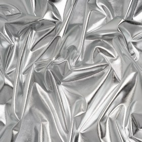 Metallic Foiled Polyester Jersey Knit – Silver – Amalthea Collection Metallic Foiled Polyester Jersey Knit – Silver – Amalthea Collection