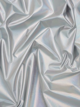 Metallic Foiled Polyester Jersey Knit – Holographic Silver – Amalthea Collection Metallic Foiled Polyester Jersey Knit – Holographic Silver – Amalthea Collection