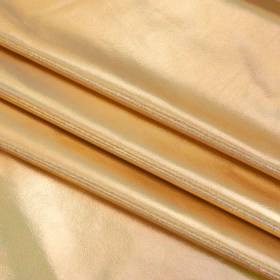Metallic Foiled Polyester Jersey Knit – Holographic Gold – Amalthea Collection Metallic Foiled Polyester Jersey Knit – Holographic Gold – Amalthea Collection