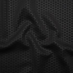 Yaya Han Stretch Scuba Knit – Black Hexagons – Cosplay Collection Yaya Han Stretch Scuba Knit – Black Hexagons – Cosplay Collection