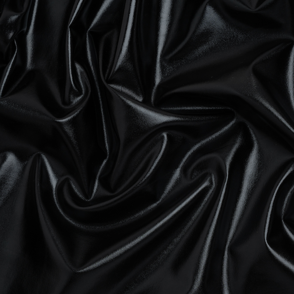 Metallic Foiled Polyester Jersey Knit – Black – Amalthea Collection Metallic Foiled Polyester Jersey Knit – Black – Amalthea Collection