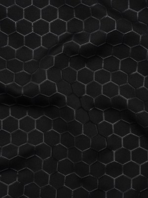 Yaya Han Stretch Polyester Interlock Knit with Puff Print – Black Honeycomb Hexagons – Cosplay Collection Yaya Han Stretch Polyester Interlock Knit with Puff Print – Black Honeycomb Hexagons – Cosplay Collection