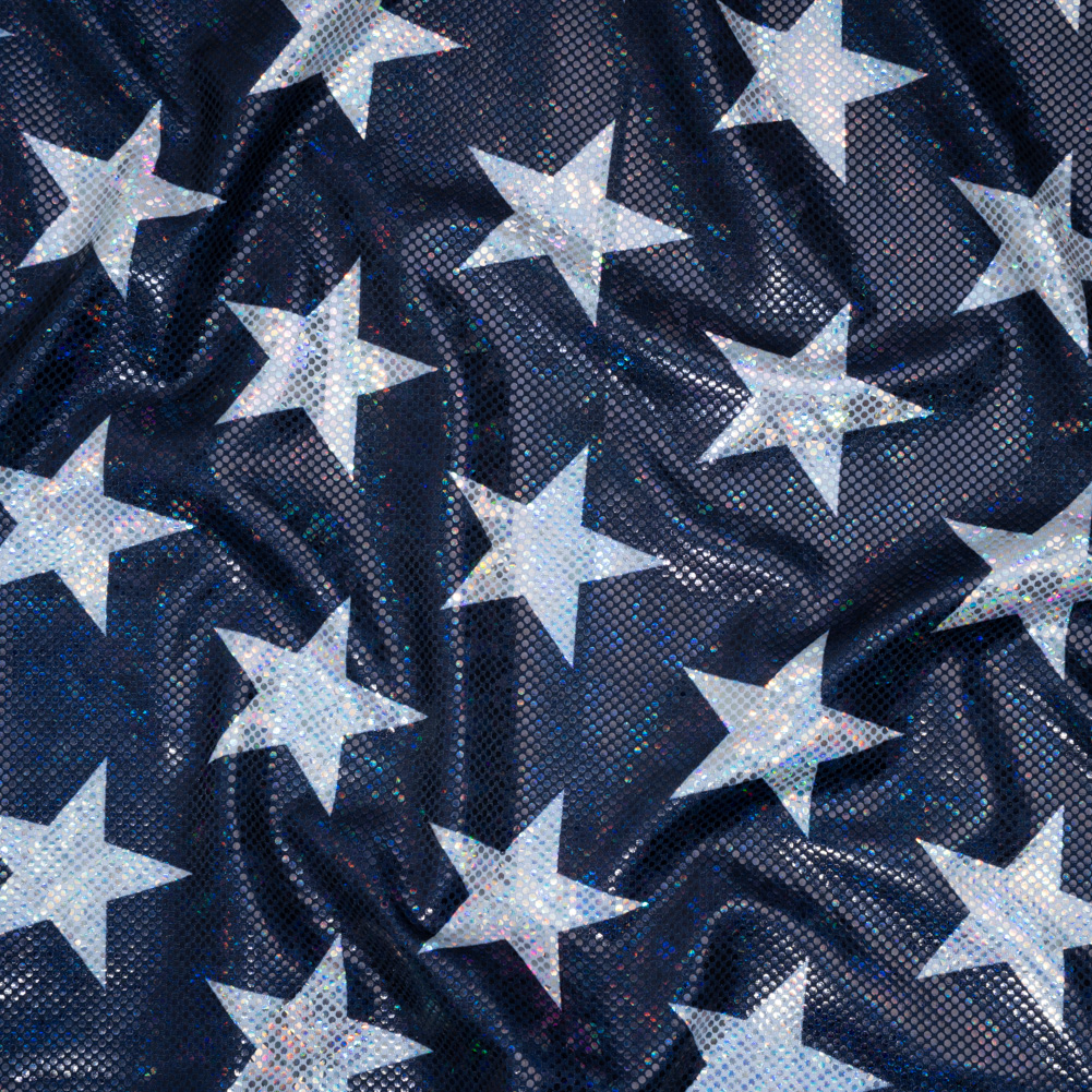 Yaya Han Stretch Spandex Polyester Jersey Print with Holographic Foiling – Navy and Silver Stars – Cosplay Collection Yaya Han Stretch Spandex Polyester Jersey Print with Holographic Foiling – Navy and Silver Stars – Cosplay Collection