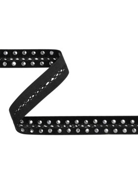 Yaya Han Studs on Velvet Ribbon with Central Lattice – Vampire Silver and Black, 1″ – Cosplay Collection Yaya Han Studs on Velvet Ribbon with Central Lattice – Vampire Silver and Black, 1″ – Cosplay Collection