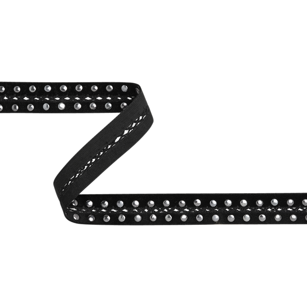 Yaya Han Studs on Velvet Ribbon with Central Lattice – Vampire Silver and Black, 1″ – Cosplay Collection Yaya Han Studs on Velvet Ribbon with Central Lattice – Vampire Silver and Black, 1″ – Cosplay Collection