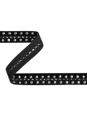 Yaya Han Studs on Velvet Ribbon with Central Lattice – Vampire Silver and Black, 1″ – Cosplay Collection Yaya Han Studs on Velvet Ribbon with Central Lattice – Vampire Silver and Black, 1″ – Cosplay Collection