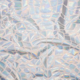 Yaya Han Holographic Foiled Stretch Spandex Polyester Jersey – Metallic Silver Iridescent Broken Glass Abstract – Cosplay Collection Yaya Han Holographic Foiled Stretch Spandex Polyester Jersey – Metallic Silver Iridescent Broken Glass Abstract – Cosplay Collection
