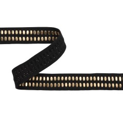 Yaya Han Studded Woven Trim – Hamburg Punk Gold and Black Faux Zipper, 0.75″ – Cosplay Collection Yaya Han Studded Woven Trim – Hamburg Punk Gold and Black Faux Zipper, 0.75″ – Cosplay Collection