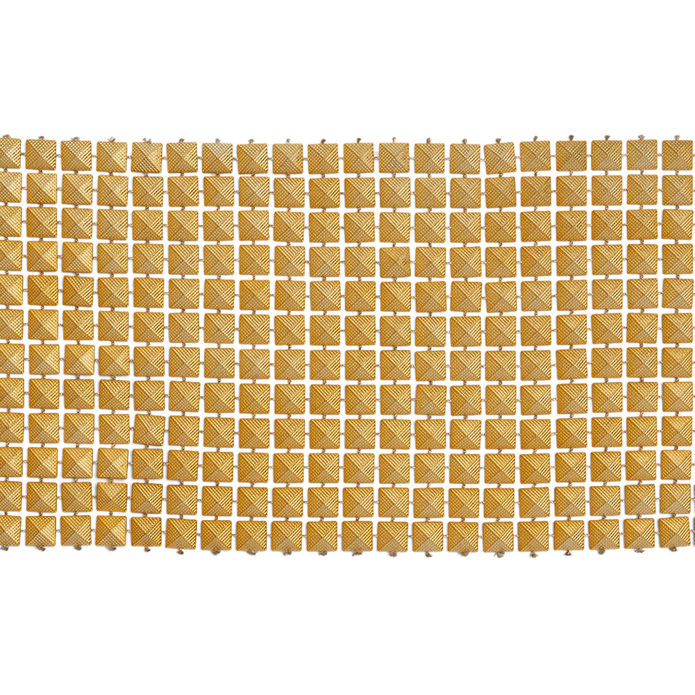 Yaya Han Textured Square Pyramid Studded Chainmail Trim – Yellow Gold, 4″ – Cosplay Collection Yaya Han Textured Square Pyramid Studded Chainmail Trim – Yellow Gold, 4″ – Cosplay Collection