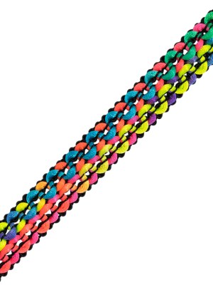 Yaya Han Wavy Braided Cord Trim – Andes Bright Rainbow on Black, 1″ – Cosplay Collection Yaya Han Wavy Braided Cord Trim – Andes Bright Rainbow on Black, 1″ – Cosplay Collection
