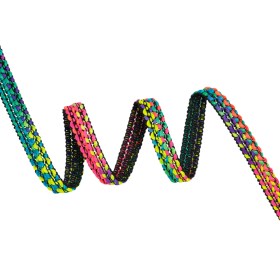 Yaya Han Wavy Braided Cord Trim – Andes Bright Rainbow on Black, 1″ – Cosplay Collection Yaya Han Wavy Braided Cord Trim – Andes Bright Rainbow on Black, 1″ – Cosplay Collection