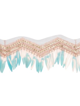 Yaya Han Iridescent Sequin Fringe on Zig Zag Braided Trim – Tango Blue, Gold and Baby Pink, 3″ – Cosplay Collection Yaya Han Iridescent Sequin Fringe on Zig Zag Braided Trim – Tango Blue, Gold and Baby Pink, 3″ – Cosplay Collection