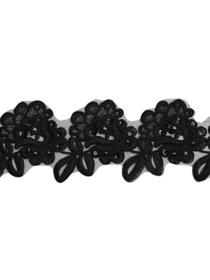 Yaya Han Corded Embroidered Lace Trim with Sequins and Beading – Black Fantasy Flowers, 3.5″ – Cosplay Collection Yaya Han Corded Embroidered Lace Trim with Sequins and Beading – Black Fantasy Flowers, 3.5″ – Cosplay Collection