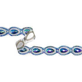Yaya Han Iron-On Princess Crystal Rhinestone Trim – Iridescent Blue Outlined Teardrops, 1.375″ – Cosplay Collection Yaya Han Iron-On Princess Crystal Rhinestone Trim – Iridescent Blue Outlined Teardrops, 1.375″ – Cosplay Collection