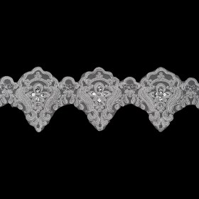 Yaya Han Metallic Corded and Beaded Embroidered Lace Trim – Silver Fae Floral Scallops, 5″ – Cosplay Collection Yaya Han Metallic Corded and Beaded Embroidered Lace Trim – Silver Fae Floral Scallops, 5″ – Cosplay Collection