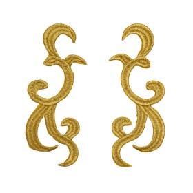 Yaya Han Iron-On Metallic Embroidered Applique Pair – Gold Swirls, 4.25″ x 3.25″ – Cosplay Collection Yaya Han Iron-On Metallic Embroidered Applique Pair – Gold Swirls, 4.25″ x 3.25″ – Cosplay Collection