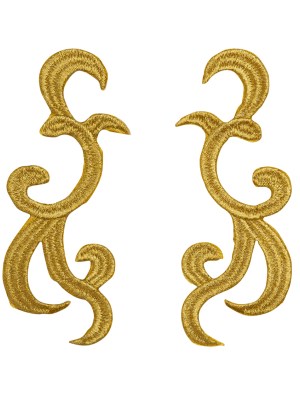 Yaya Han Iron-On Metallic Embroidered Applique Pair – Gold Swirls, 4.25″ x 3.25″ – Cosplay Collection Yaya Han Iron-On Metallic Embroidered Applique Pair – Gold Swirls, 4.25″ x 3.25″ – Cosplay Collection