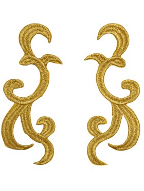 Yaya Han Iron-On Metallic Embroidered Applique Pair – Gold Swirls, 4.25″ x 3.25″ – Cosplay Collection Yaya Han Iron-On Metallic Embroidered Applique Pair – Gold Swirls, 4.25″ x 3.25″ – Cosplay Collection
